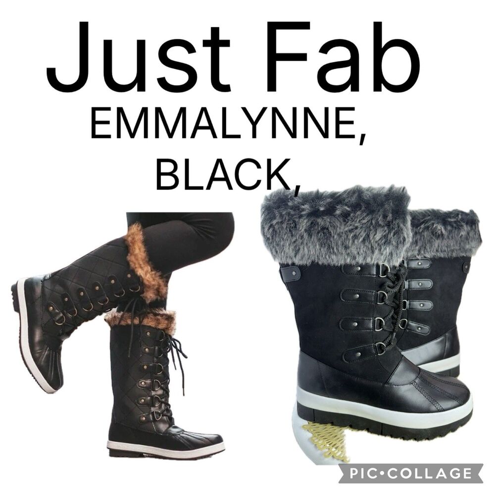 JUSTFAB EMMALYNNE platform boots with laces and synthetic for the cold,Sz 9